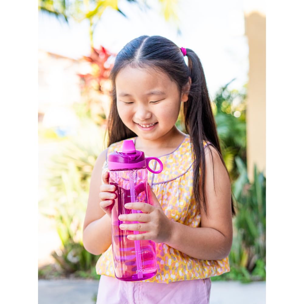 Pogo Plastic Water Bottle with Straw Lid and Carry Handle, Reusable, BPA-Free, Dishwasher Safe, Travel, School, Outdoors, Gym, 32 oz & 40 oz