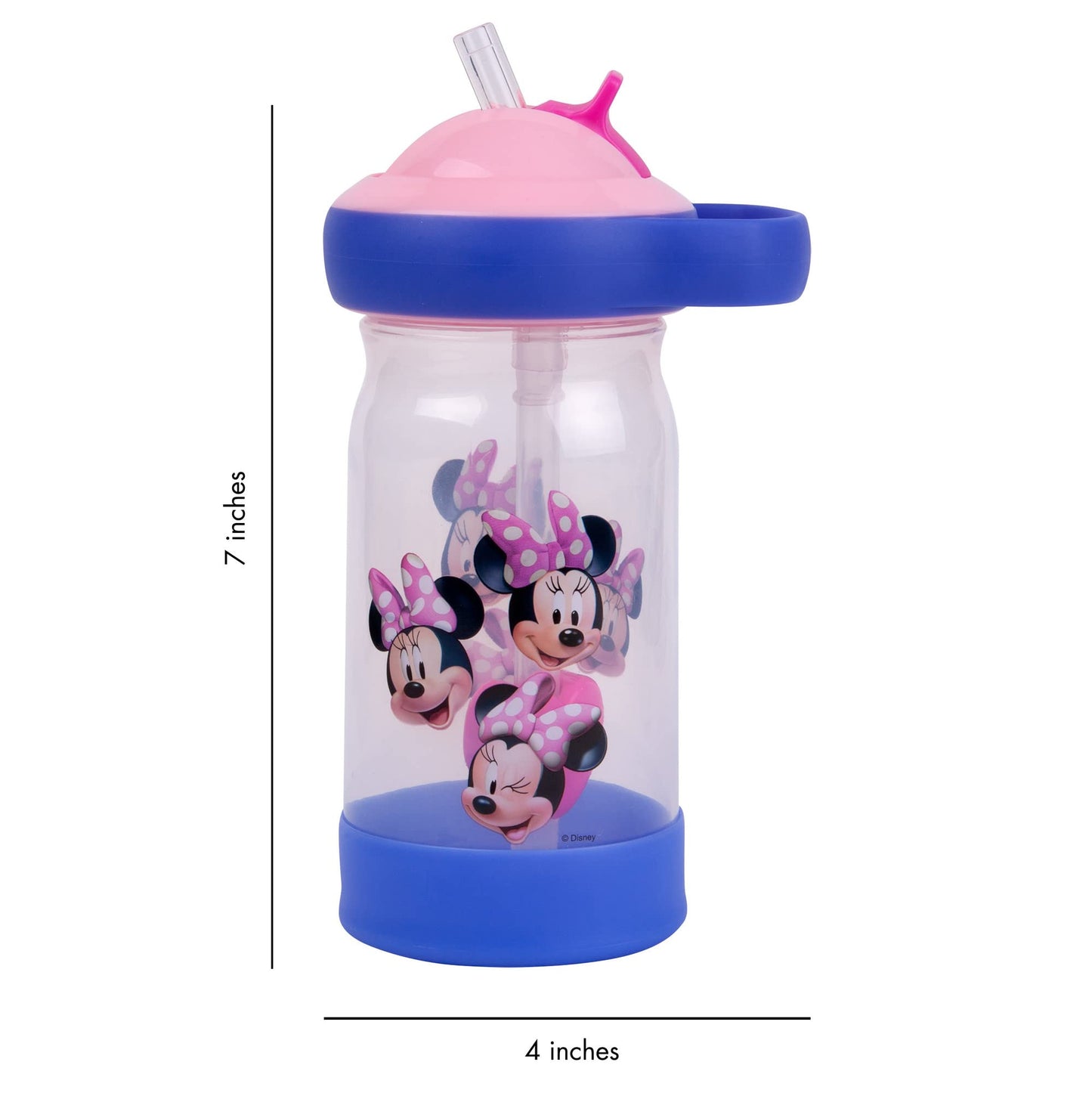 The First Years Disney Minnie Mouse Sip & See Kids Water Bottle – 12 oz Spill-Proof Toddler Cup