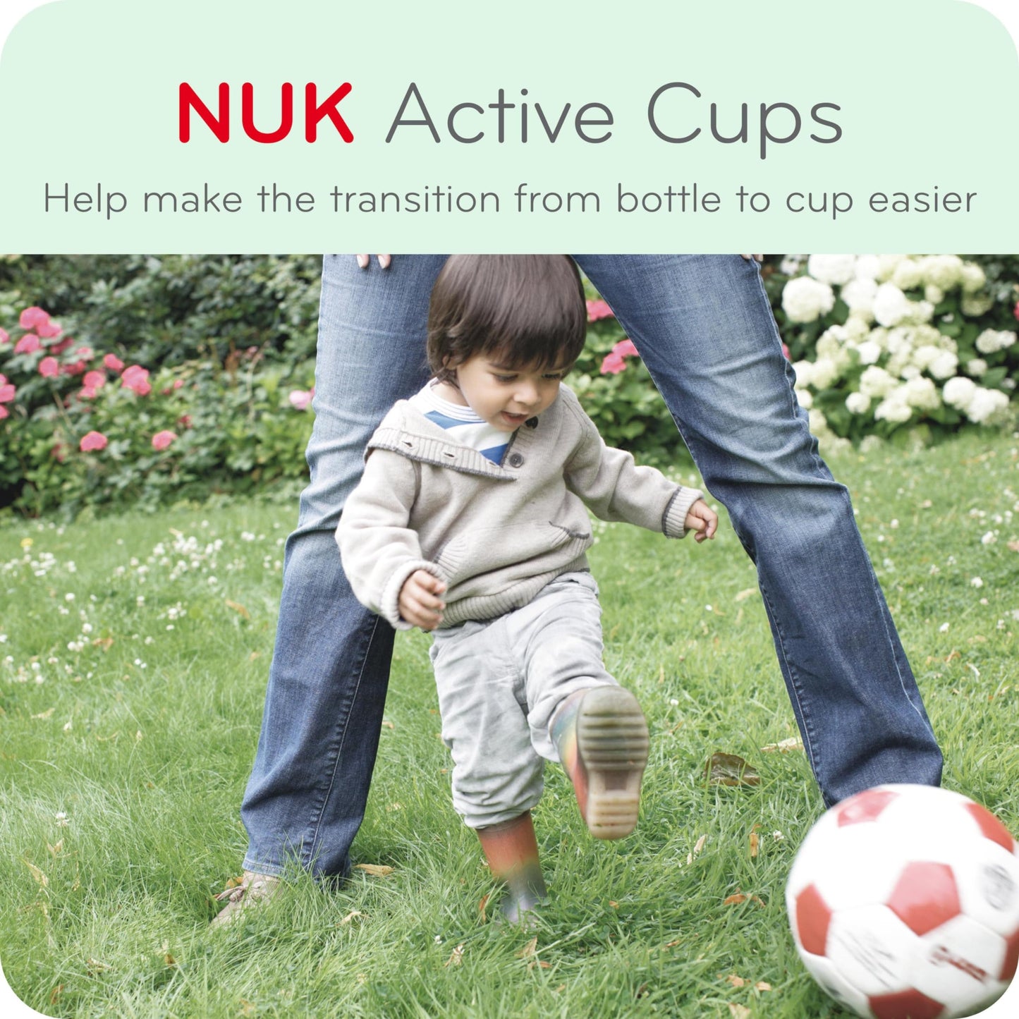 NUK Active Sippy Cup, 10 oz, 2-Pack – Spill-Proof, BPA-Free, Blue, for Babies 8+ Months