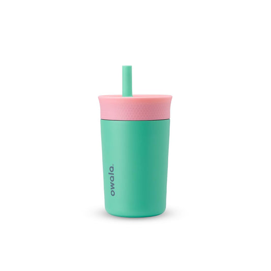 12 oz Owala Kids Stainless Steel Insulated Tumbler with Spill-Resistant Flexible Straw, Easy to Clean, Dishwasher Safe, Pink & Teal, Real Cool Fish, Travel Water Bottle