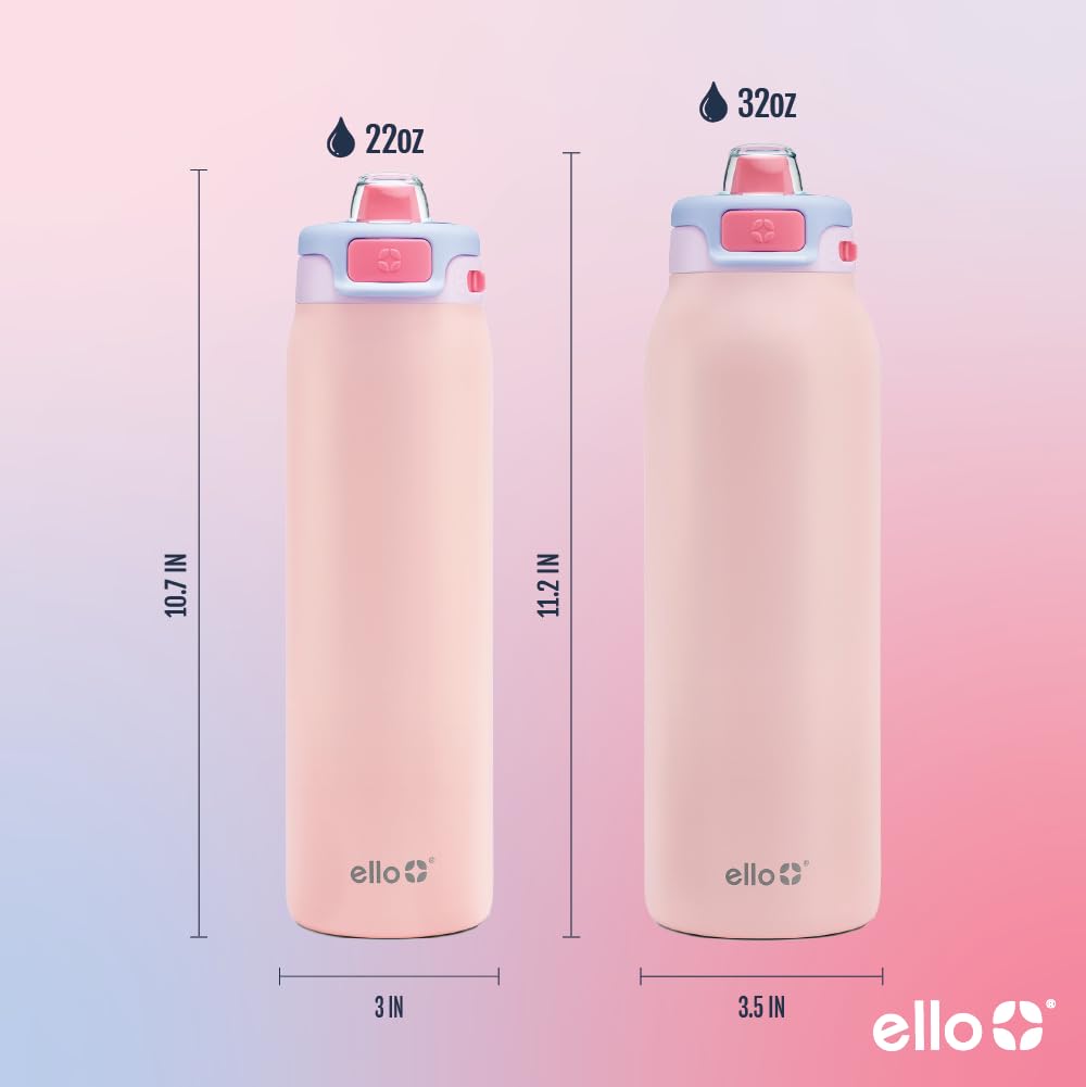 24 oz Insulated Sports Water Bottle for Adults, Push-Button Spout & Quick-Flip Straw, Leak-Proof, Car Cupholder Friendly, Straw and Handle, Breezy Sunday, Fitness, Travel, Gift