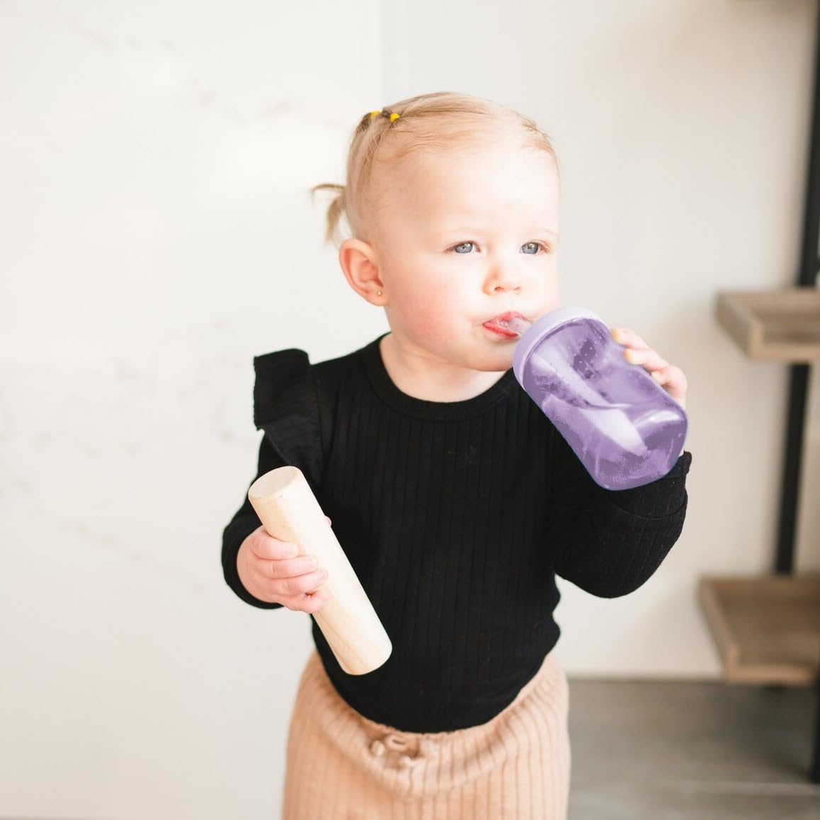 3 Pack 7 oz The First Years Squeeze & Sip Toddler Straw Cups, Squeezable Transition Sippy Cups with Silicone Straw, Pink, Purple, Blue, Ages 6 Months+