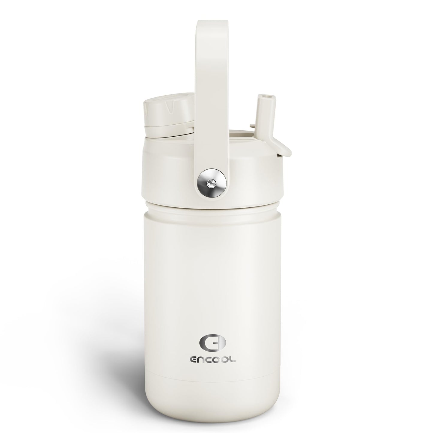 40 oz Insulated Stainless Steel Water Bottle with Two-Way Spout, Built-In Straw, Bucket Handle, BPA-Free, Leak-Proof, Lightly Toasted