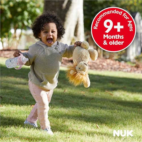 NUK Learner Sippy Cup – 10 oz, 2-Pack, Fun Fruits & Animals Design, Amazon Exclusive, BPA-Free, Spill-Proof, Soft Spout, for Babies 8+ Months