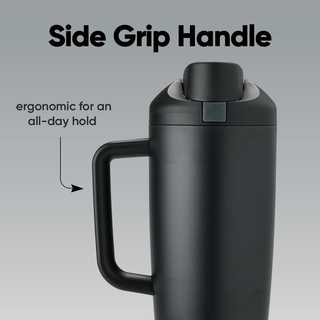 40 oz Owala FreeSip Tumbler Insulated Stainless Steel Water Bottle with Built-In Straw and Side Handle, BPA-Free, Leak-Proof, Lightly Toasted, Travel, Work, School, Sports