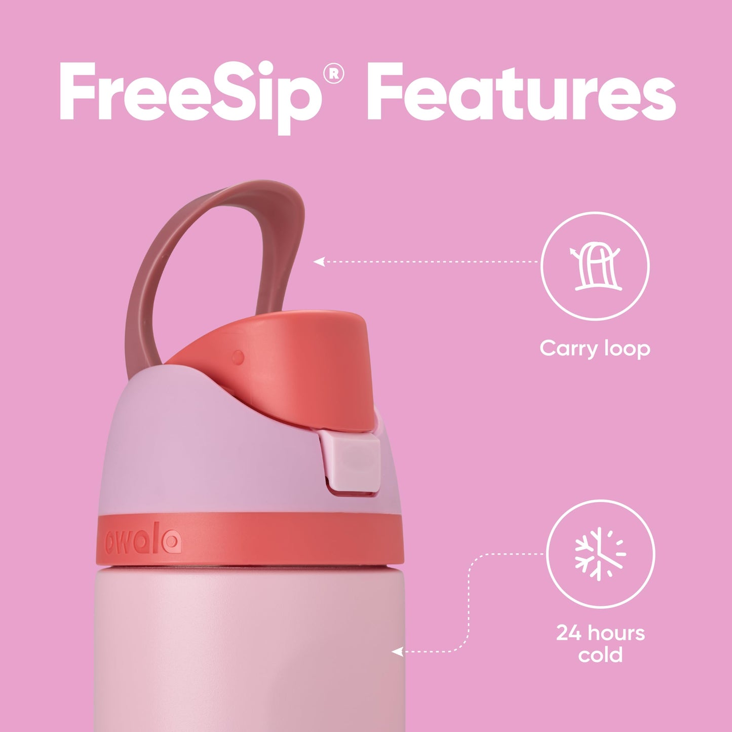 24 oz Insulated Stainless Steel Water Bottle with Straw, BPA-Free Sports Travel Bottle, Pink Angel Food Cake