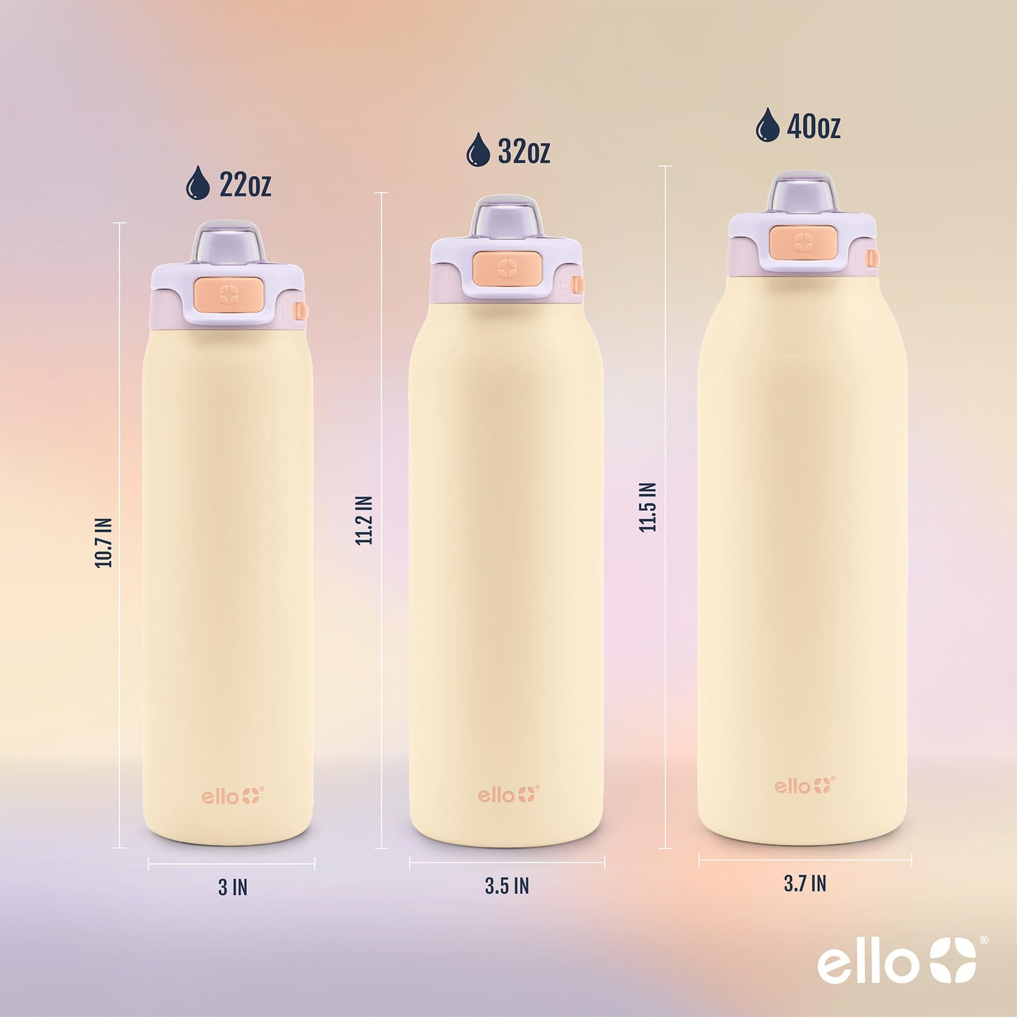 24 oz Insulated Stainless Steel Water Bottle for Teens, 2-in-1 Straw Spout Lid, Leak-Proof, BPA-Free, Cold 24H, Lilac Mood, School, Trekking, Hiking