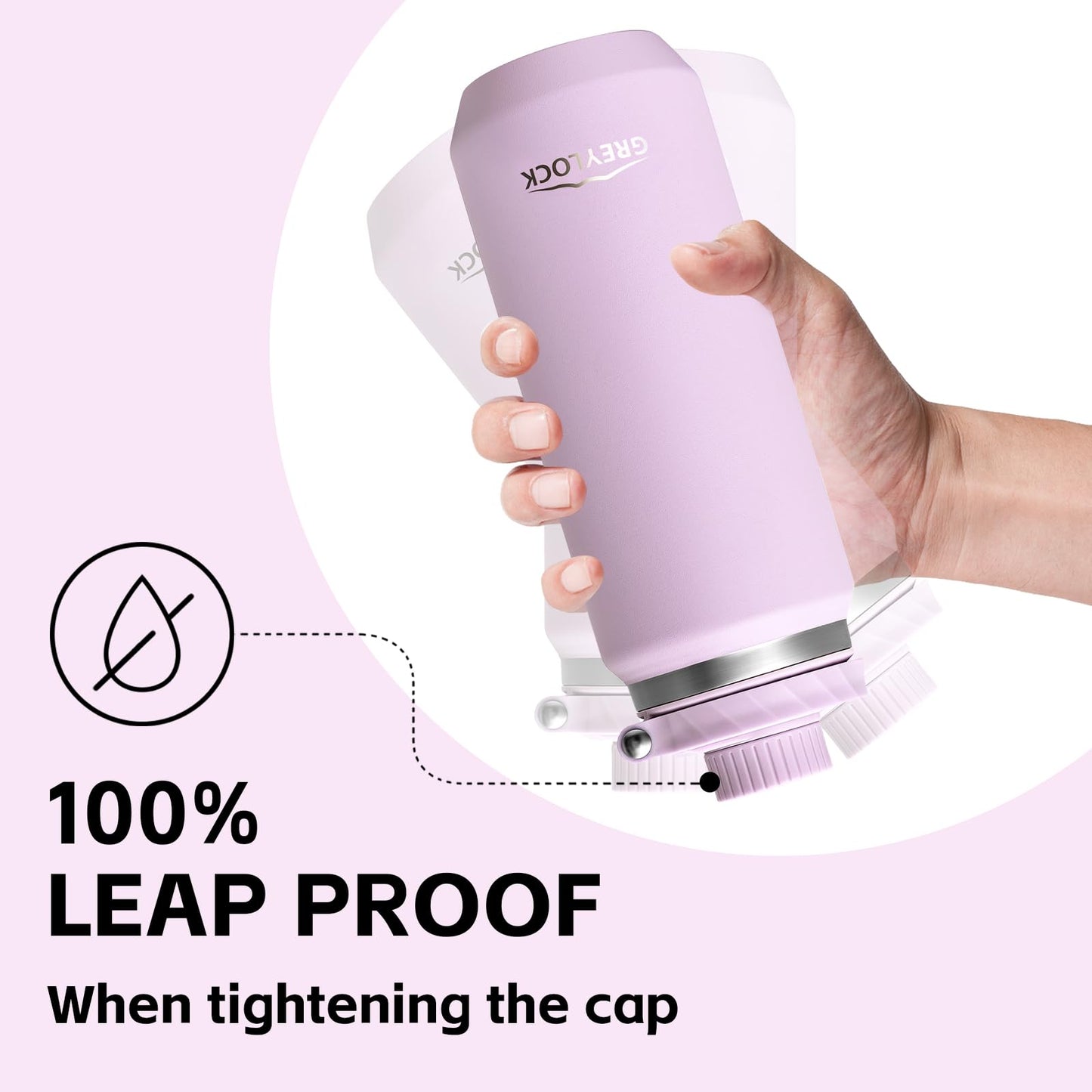 20 oz Greylock Insulated Stainless Steel Water Bottle with Straw Lid, Foldable Handle, Leak-Proof, Double-Wall Vacuum Insulation, Keeps Cold 24H, Lilac