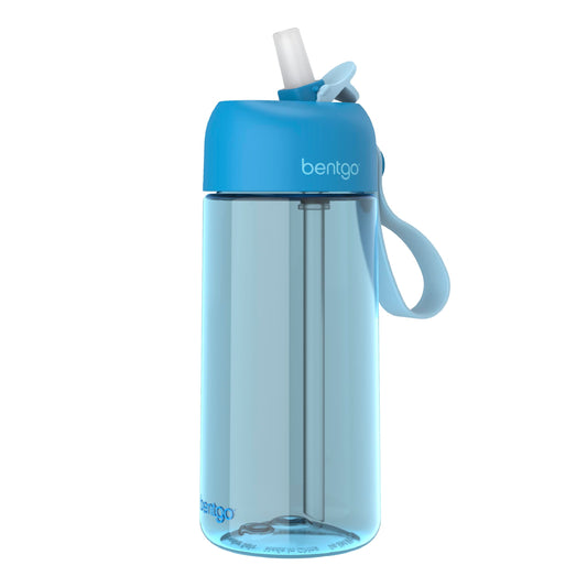 Bentgo Kids Water Bottle - Leak-Proof, Durable Tritan, BPA-Free 15 oz. Cup for Kids/Toddlers Ages 3+ - Safe Sip Spout, Carrying Handle, & Dishwasher Safe for School, Sports, Daycare & Camp (Blue)