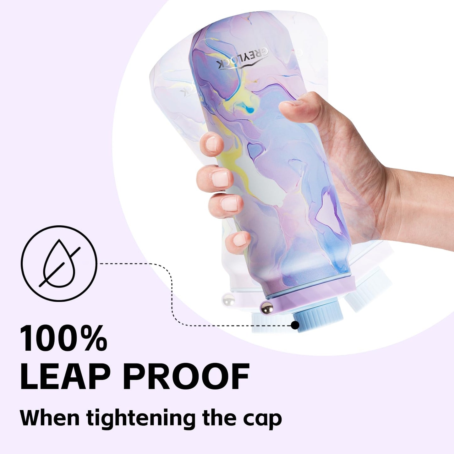 24 oz Greylock Insulated Stainless Steel Water Bottle with Straw Lid, Leak-Proof, Vacuum Flask, Keeps Cold & Hot 24H, Carry Handle, Silicone Spout, BPA-Free, Purple, Gym, Hiking, Travel