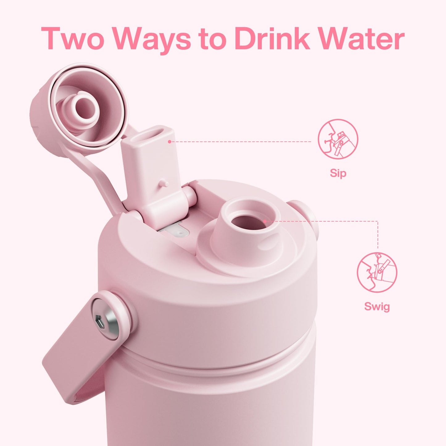 40 oz Insulated Stainless Steel Water Bottle with Two-Way Spout, Built-In Straw, Bucket Handle, BPA-Free, Leak-Proof, Daybreak