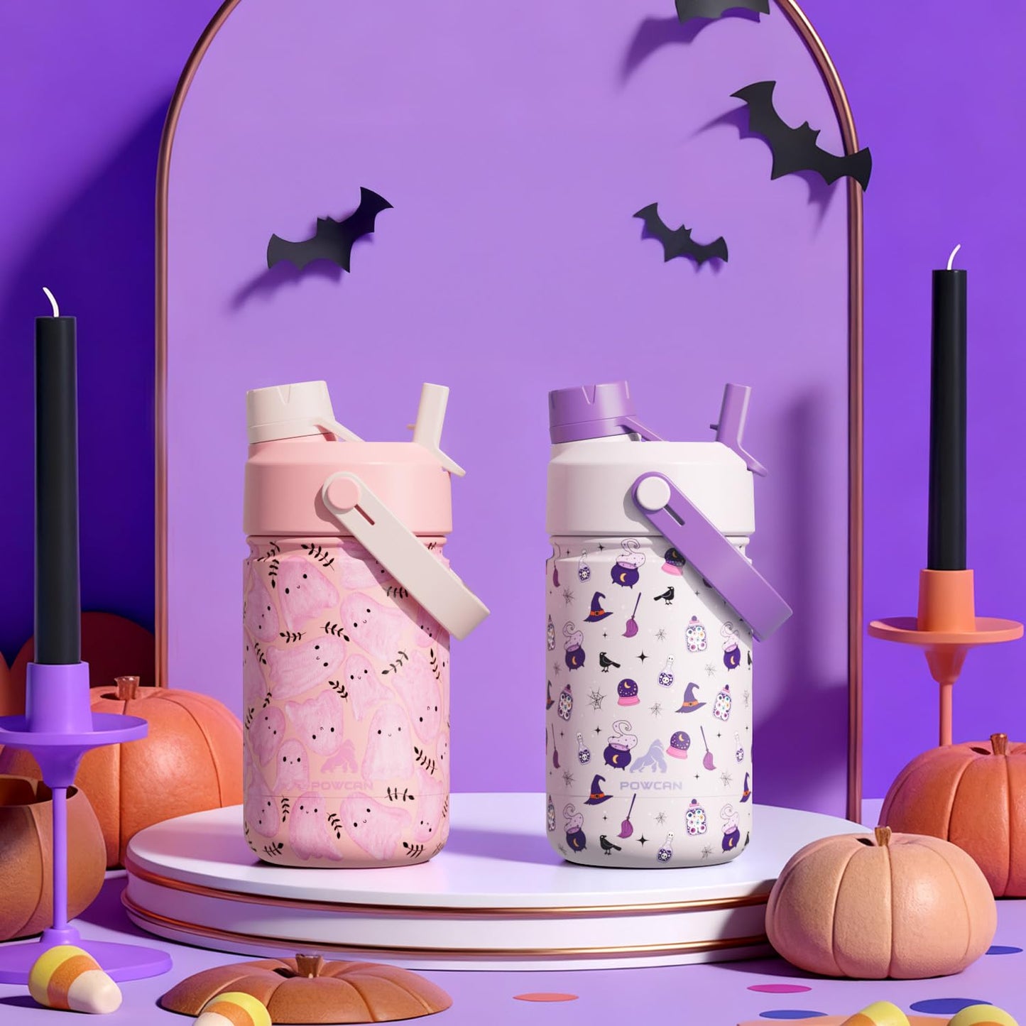 25 oz Clear Tritan Plastic Water Bottle with Straw, BPA-Free Sports Bottle for Travel, Shy Marshmallow