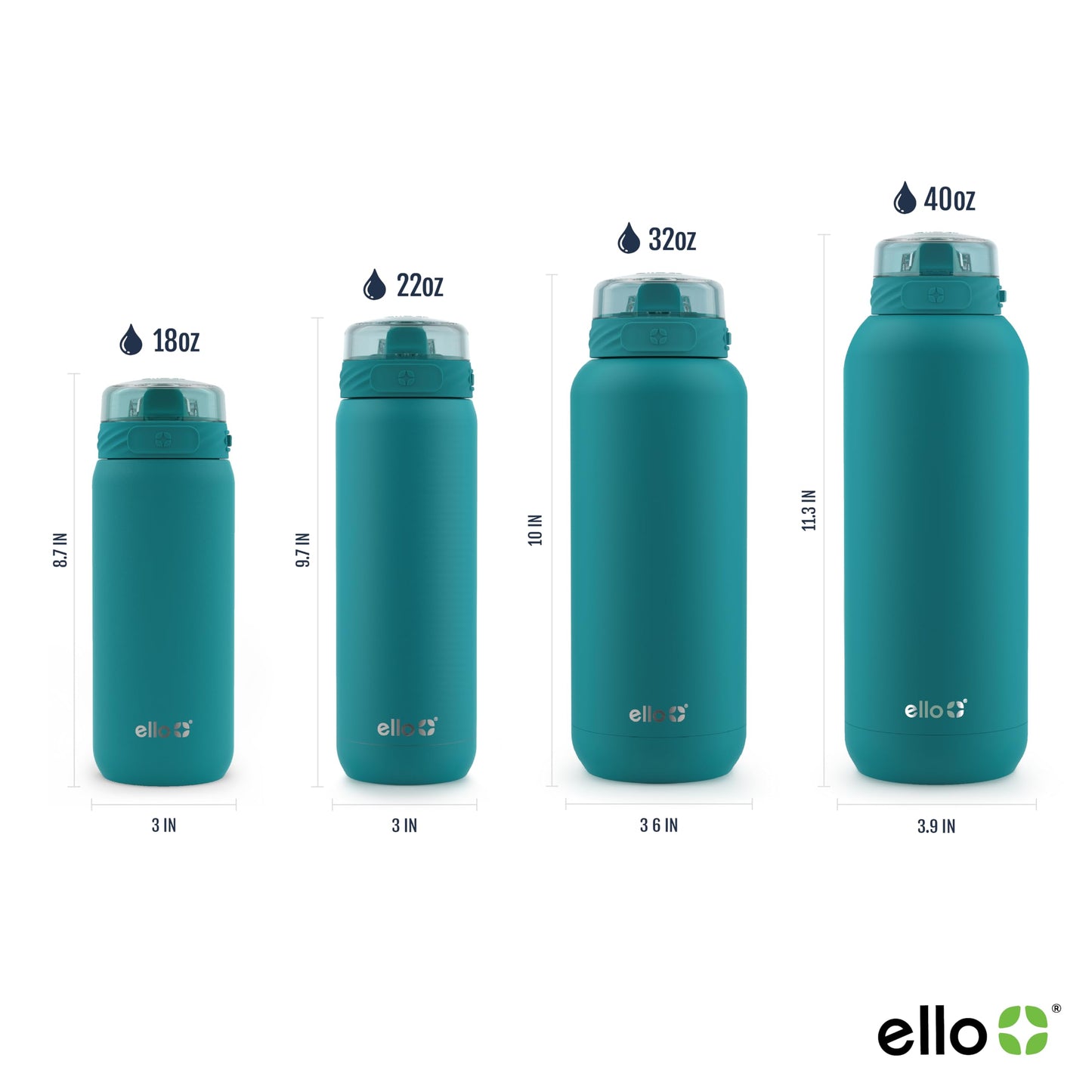 22 oz Ello Cooper Stainless Steel Water Bottle with Straw and Carry Handle, Double Wall Vacuum Insulated, Leak-Proof Locking Lid, BPA-Free, Antigua