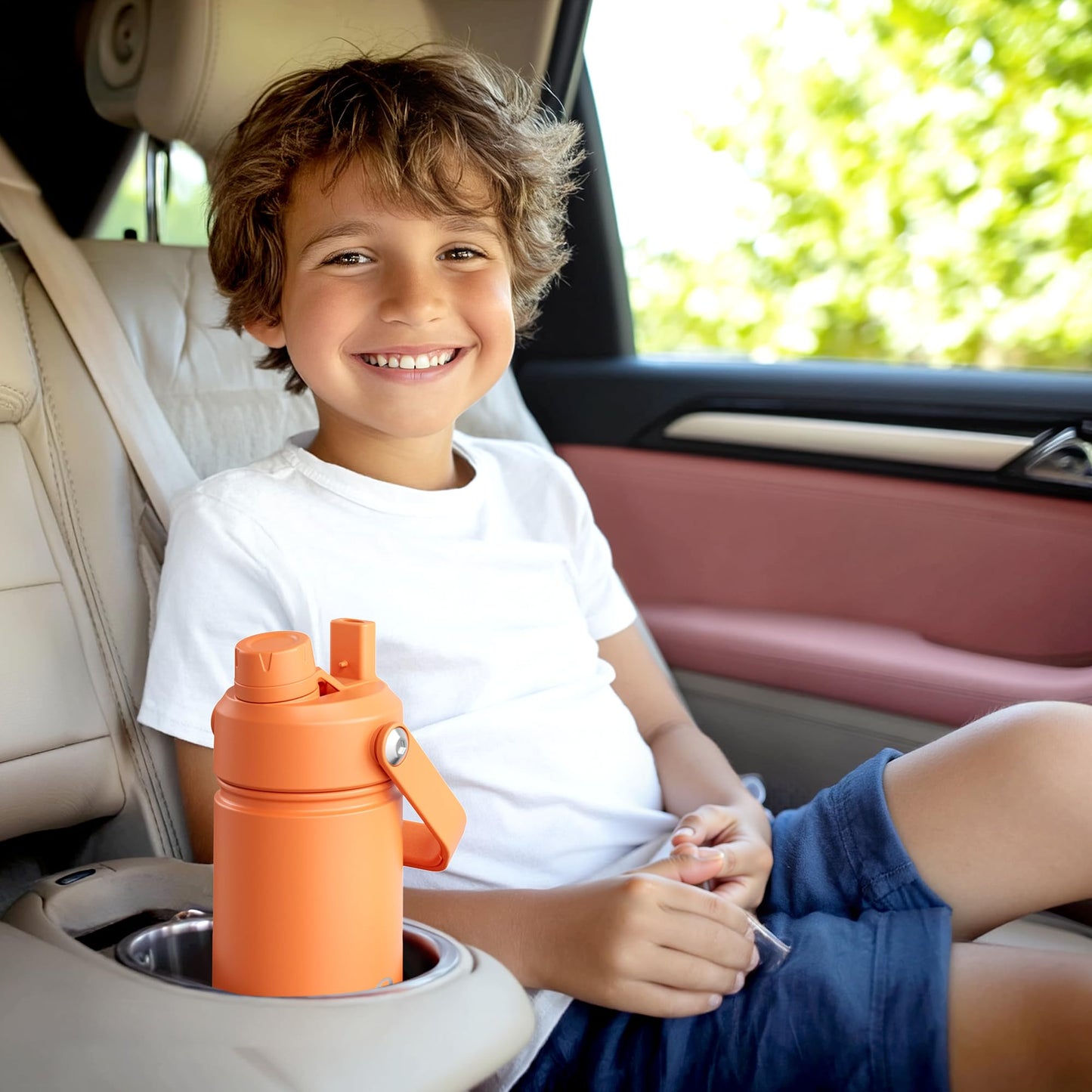 40 oz Insulated Stainless Steel Water Bottle with Two-Way Spout, Built-In Straw, Bucket Handle, BPA-Free, Leak-Proof, Daybreak