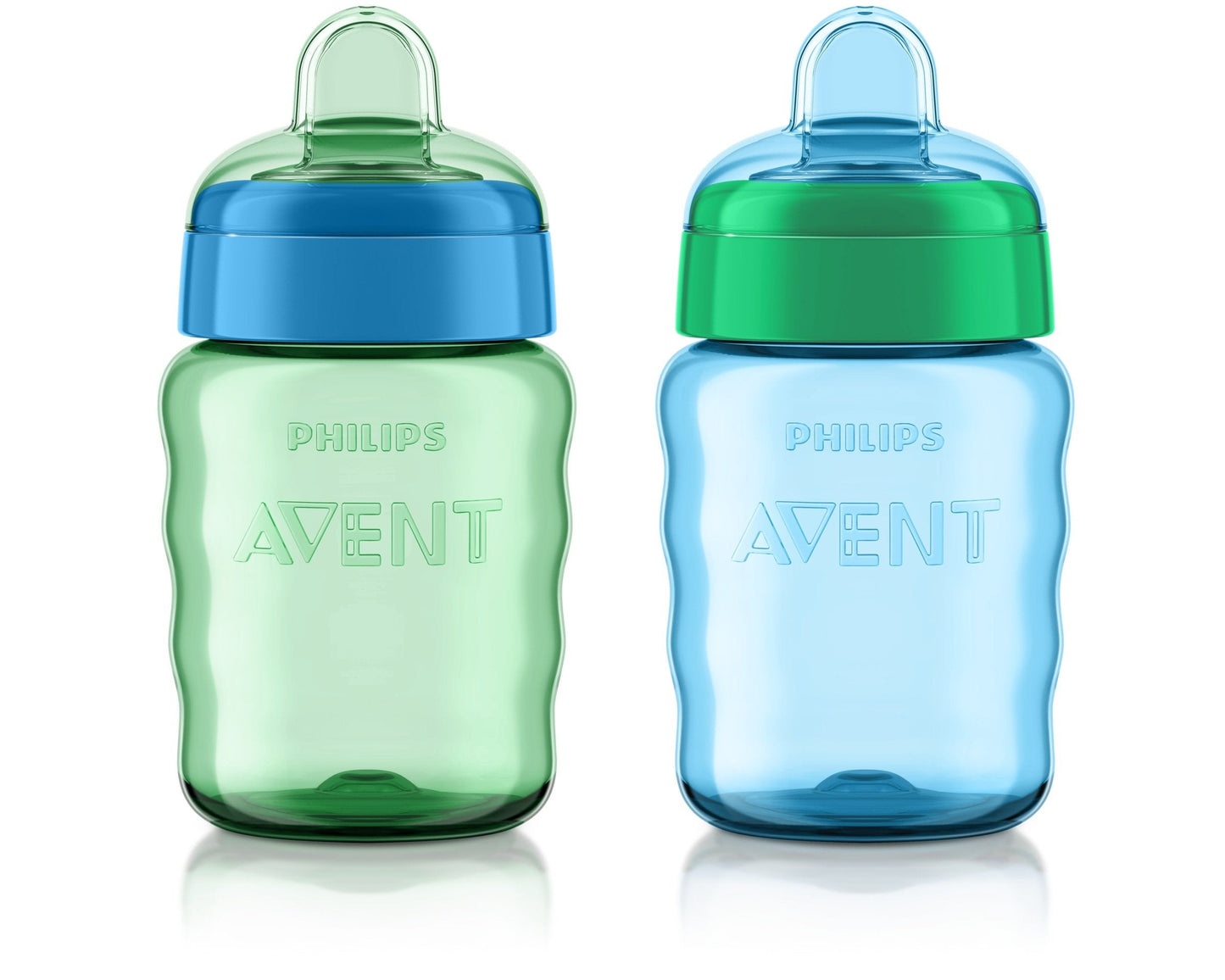 Easy Sippy Cup with Soft Spout, Spill-Proof Design, Blue/Green, 9oz, 2 Pack