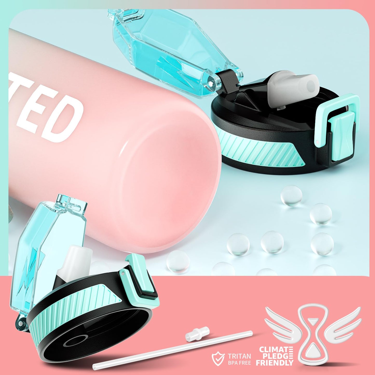 24 oz CamelBak Podium Bike Water Bottle, Easy Squeeze, Fits Most Bike Cages, Crystal Blue