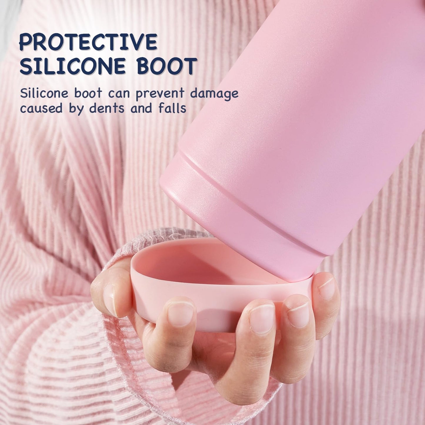 12 oz Kerilyn Kids Stainless Steel Insulated Water Bottle with Straw, Leak-Proof, BPA-Free, Pink, School Toddler Cup for Boys & Girls