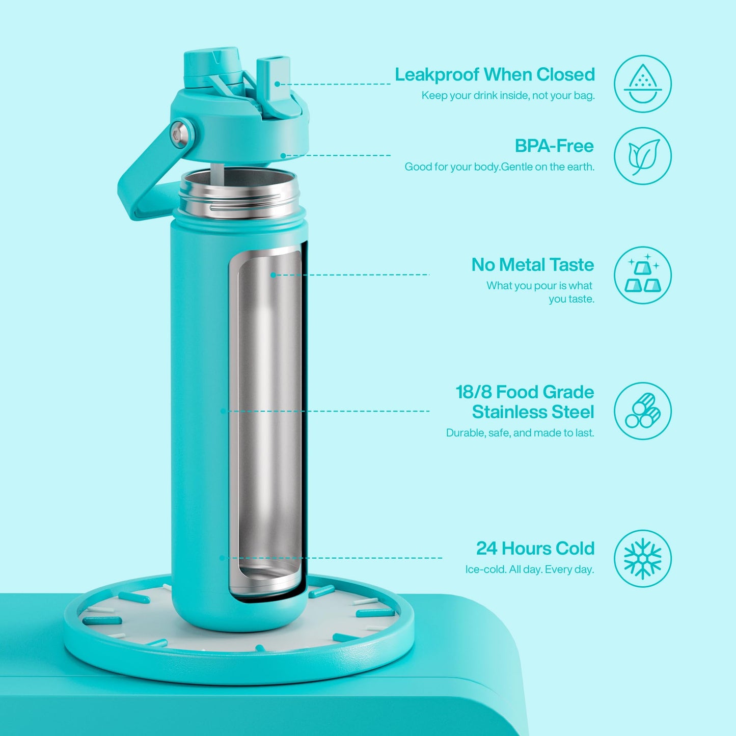 12 oz Kids Insulated Stainless Steel Water Bottle with Straw, Dual Spouts, Leak-Proof, BPA-Free, Cold 24H for Sports, Travel, School, Cotton Candy