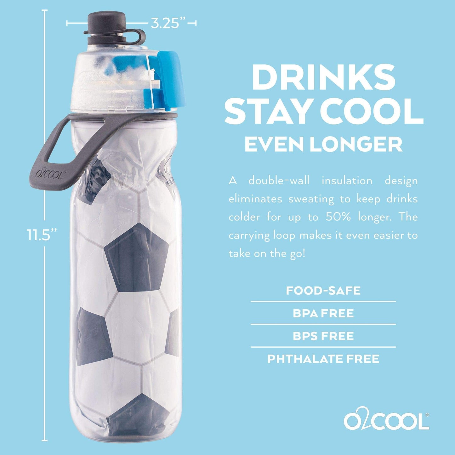 22 oz Ello Cooper Stainless Steel Water Bottle with Straw and Carry Handle, Double Wall Vacuum Insulated, Leak-Proof Locking Lid, BPA-Free, Antigua