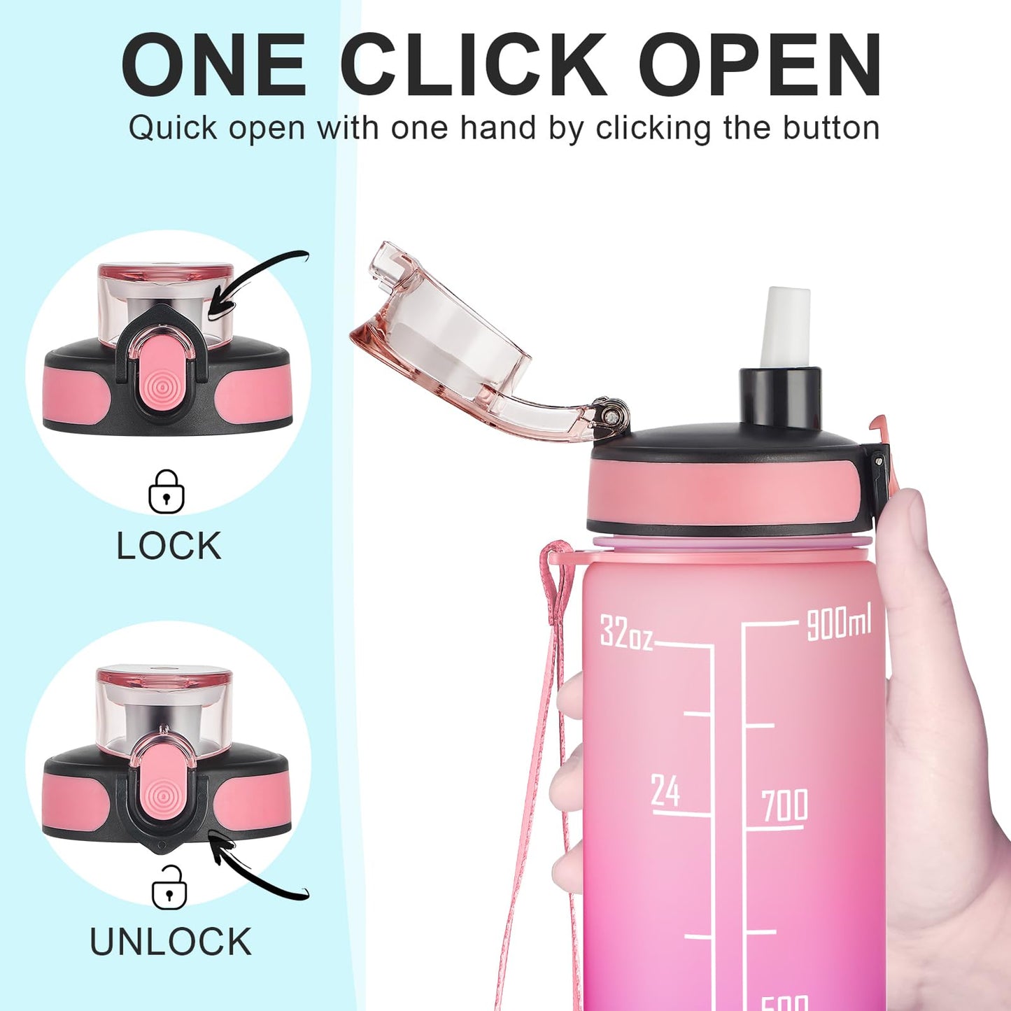 24 oz Contigo Cortland Water Bottle, BPA-Free, Spill-Proof, Glacier