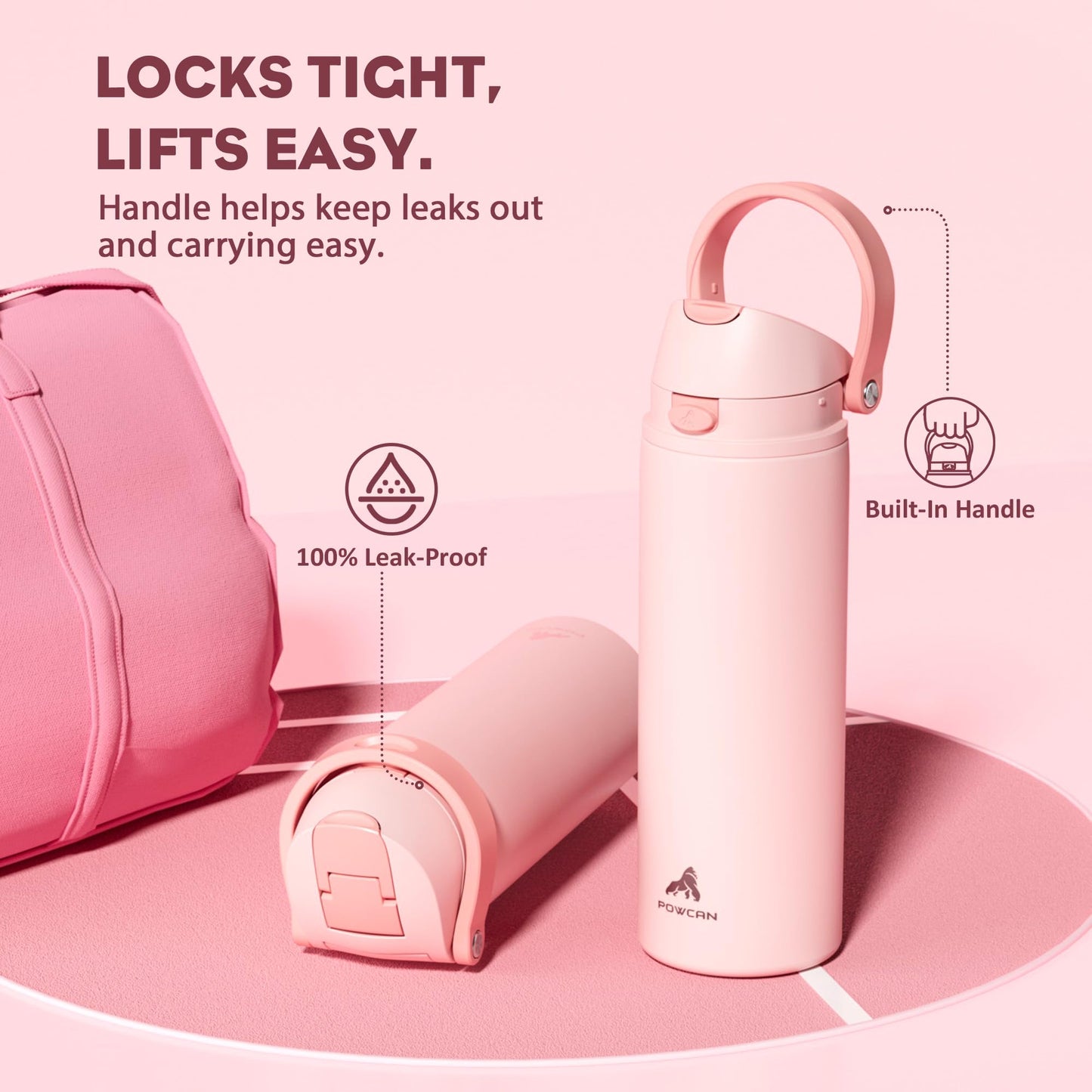 24 oz Insulated Stainless Steel Water Bottle for Outdoors, Push-Button Spout & Quick-Flip Straw, Leak-Proof, Cold 24H, Car Cup Holder Friendly, Midnight Black, Travel, Hiking, School