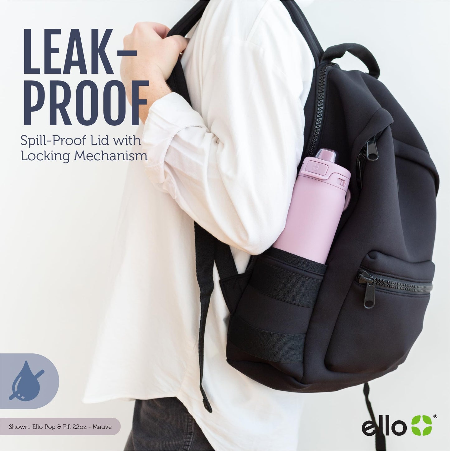 24 oz Insulated Stainless Steel Water Bottle for Teens, 2-in-1 Straw Spout Lid, Leak-Proof, BPA-Free, Cold 24H, Lilac Mood, School, Trekking, Hiking