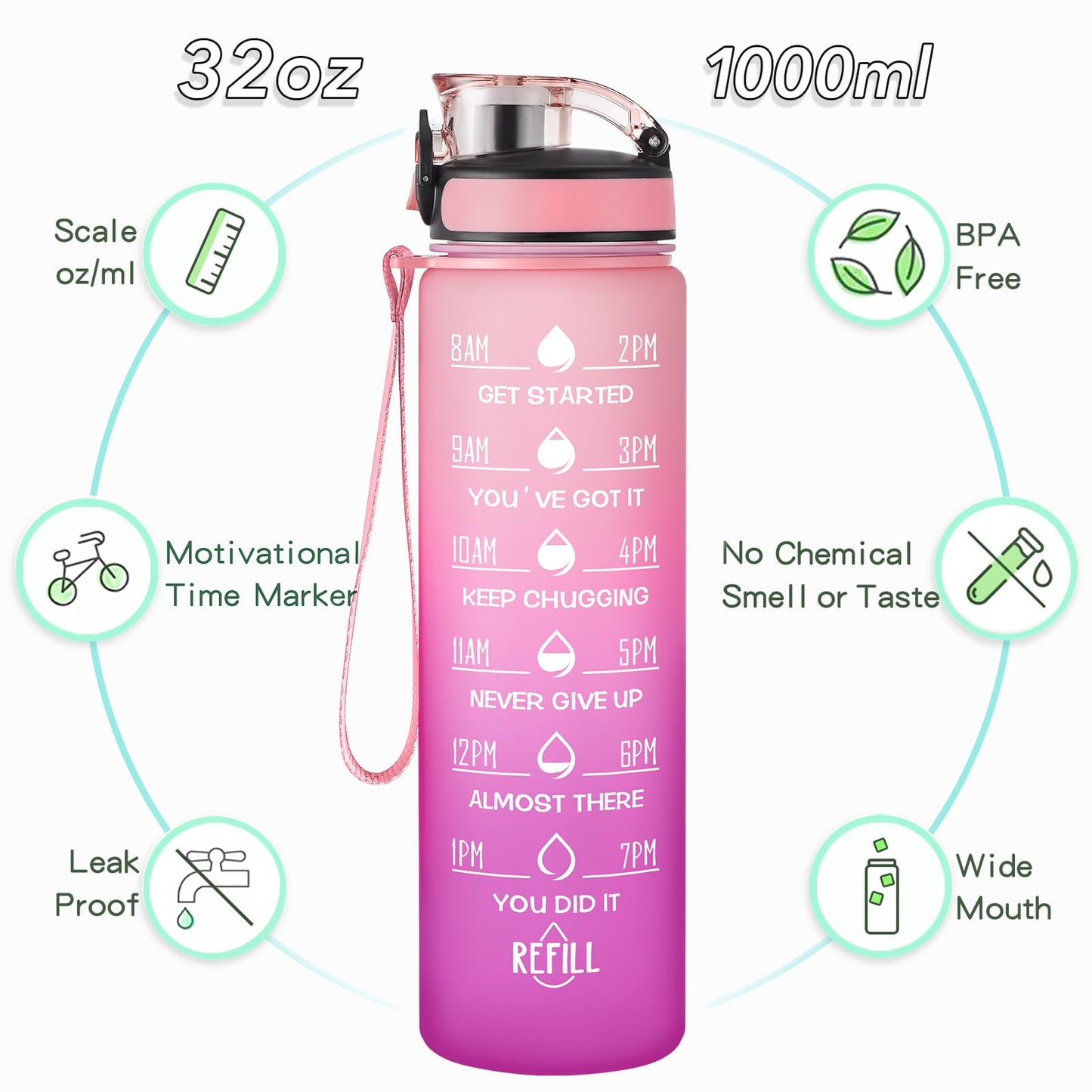 24 oz Contigo Cortland Water Bottle, BPA-Free, Spill-Proof, Glacier