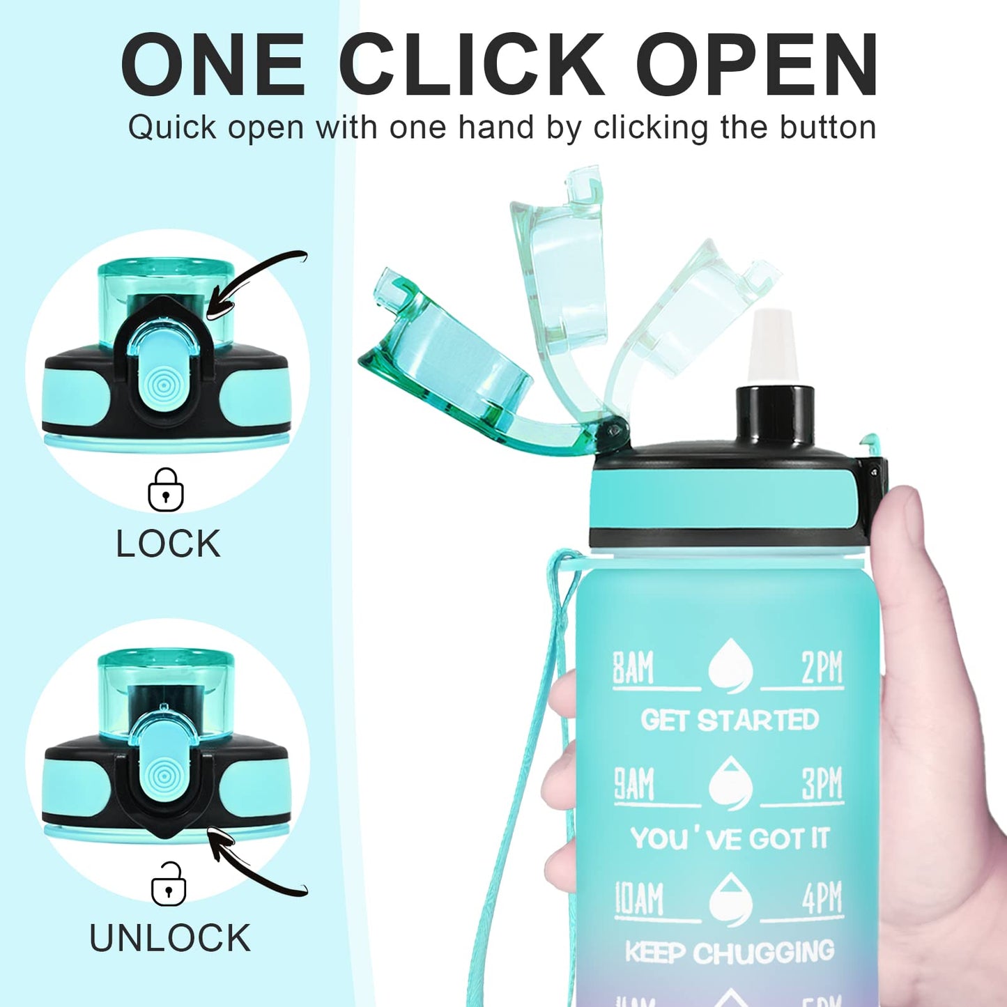 24 oz Contigo AUTOSEAL Cortland Water Bottle, BPA-Free Plastic, Spill-Proof Lid with Carry Handle, Dishwasher Safe, Spirulina