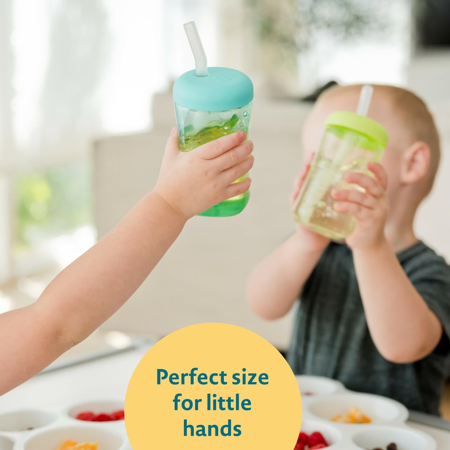 3 Pack 7 oz The First Years Squeeze & Sip Toddler Straw Cups, Squeezable Transition Sippy Cups with Silicone Straw, Ages 6 Months+