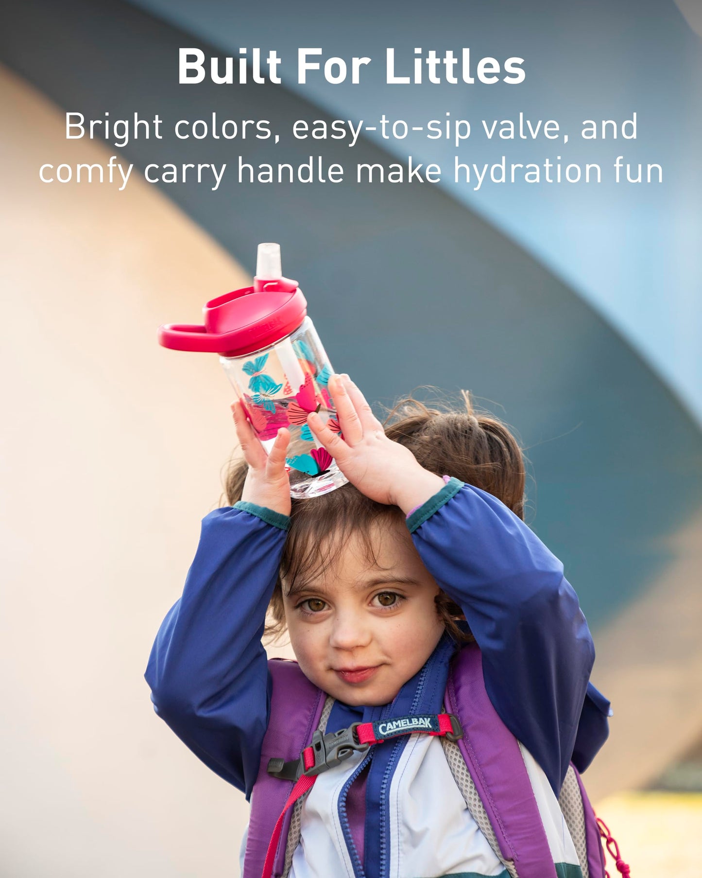 Kids Water Bottle with Bite Valve Straw, Tritan Renew, Spill-Proof Eddy+ Design