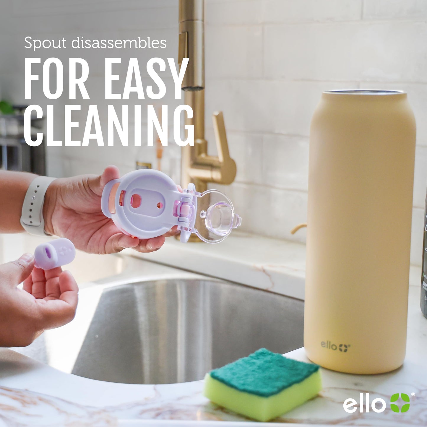 24 oz Insulated Sports Water Bottle for Adults, Push-Button Spout & Quick-Flip Straw, Leak-Proof, Car Cupholder Friendly, Straw and Handle, Breezy Sunday, Fitness, Travel, Gift