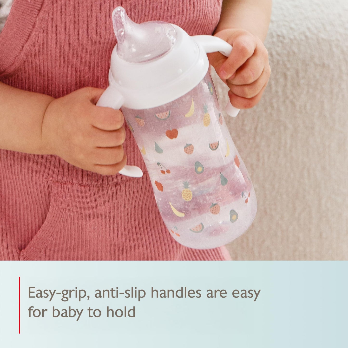 NUK Learner Sippy Cup – 10 oz, 2-Pack, Fun Fruits & Animals Design, Amazon Exclusive, BPA-Free, Spill-Proof, Soft Spout, for Babies 8+ Months