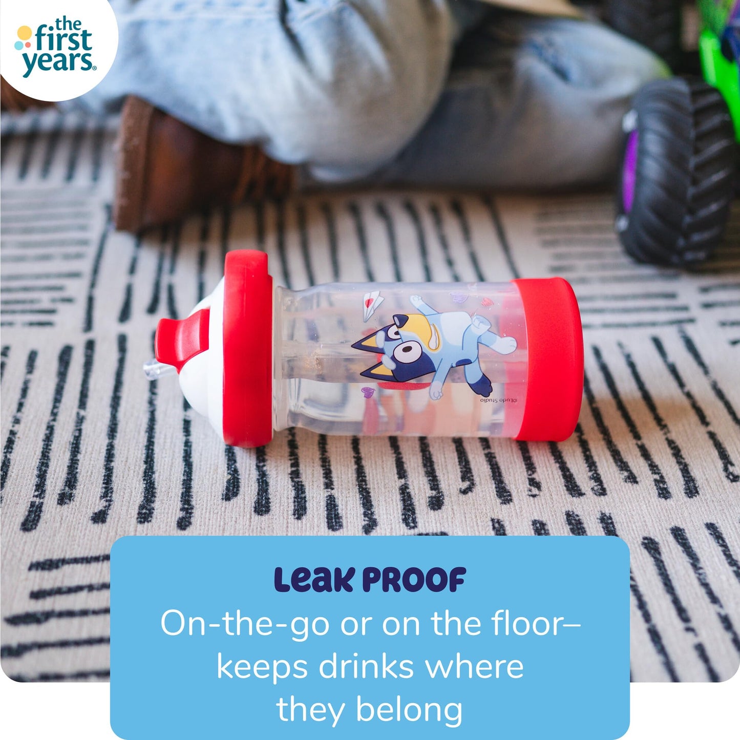 The First Years Bluey Sip & See Valentines Day Cup - Spill Proof Toddler Water Bottle with Floating Charm - Bluey Kids Cups with DropGuard - Toddler and Kids Valentines Day Gifts - 12 Ounces
