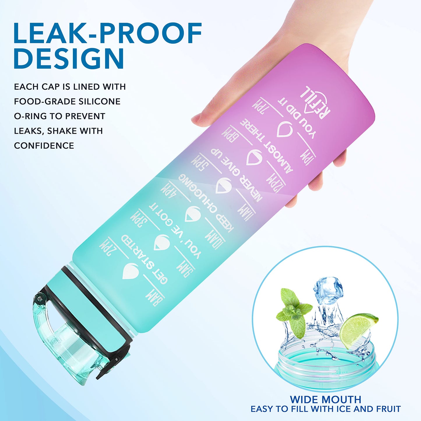 24 oz Contigo AUTOSEAL Cortland Water Bottle, BPA-Free Plastic, Spill-Proof Lid with Carry Handle, Dishwasher Safe, Spirulina