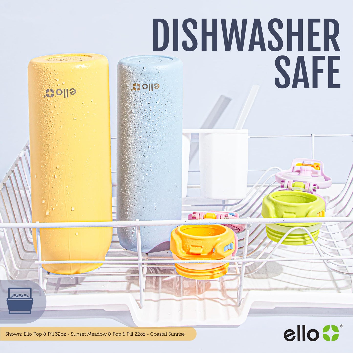 24 oz Insulated Sports Water Bottle for Adults, Push-Button Spout & Quick-Flip Straw, Leak-Proof, Car Cupholder Friendly, Straw and Handle, Breezy Sunday, Fitness, Travel, Gift