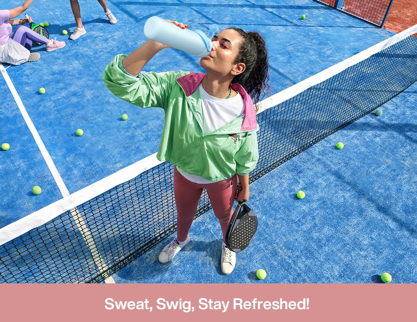 26 oz Insulated Stainless Steel Water Bottle with Straw, Leak-Proof, BPA-Free, Double Wall Cold 24H for Sports, Travel, School, Aquamarine Blue